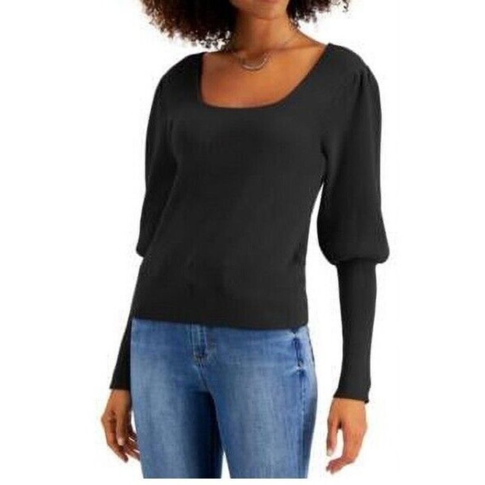 Willow Drive Womens Large Black Puff Sleeve Sweater NWT H61